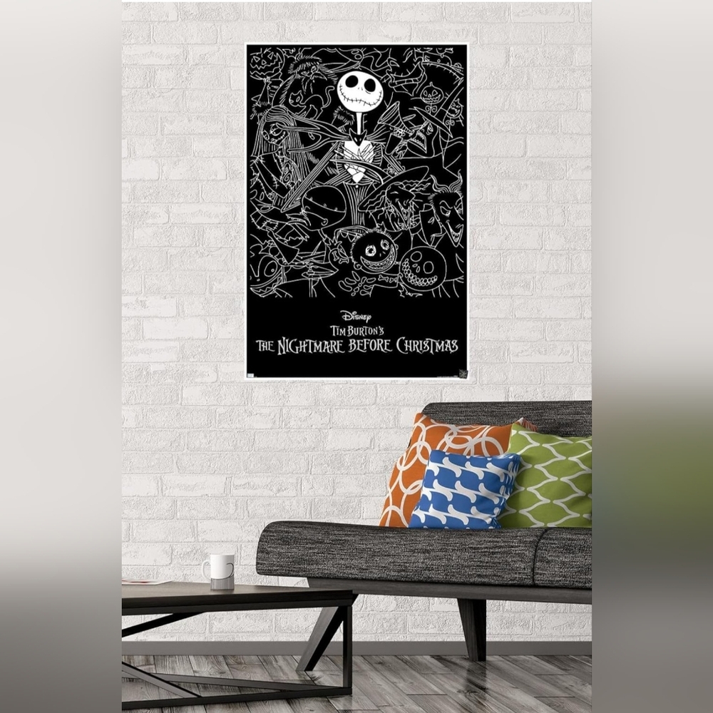 Tim Burton The Nightmare Before Christmas Black & White poster 22 X 34" Wall Art